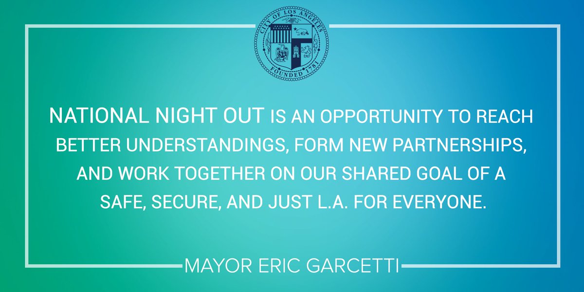 MayorOfLA's tweet photo. Join LAPD for a night of free food, music, movies, and fun at #NationalNightOut - https://t.co/ngDGjWddee https://t.co/GMxQES4BSb