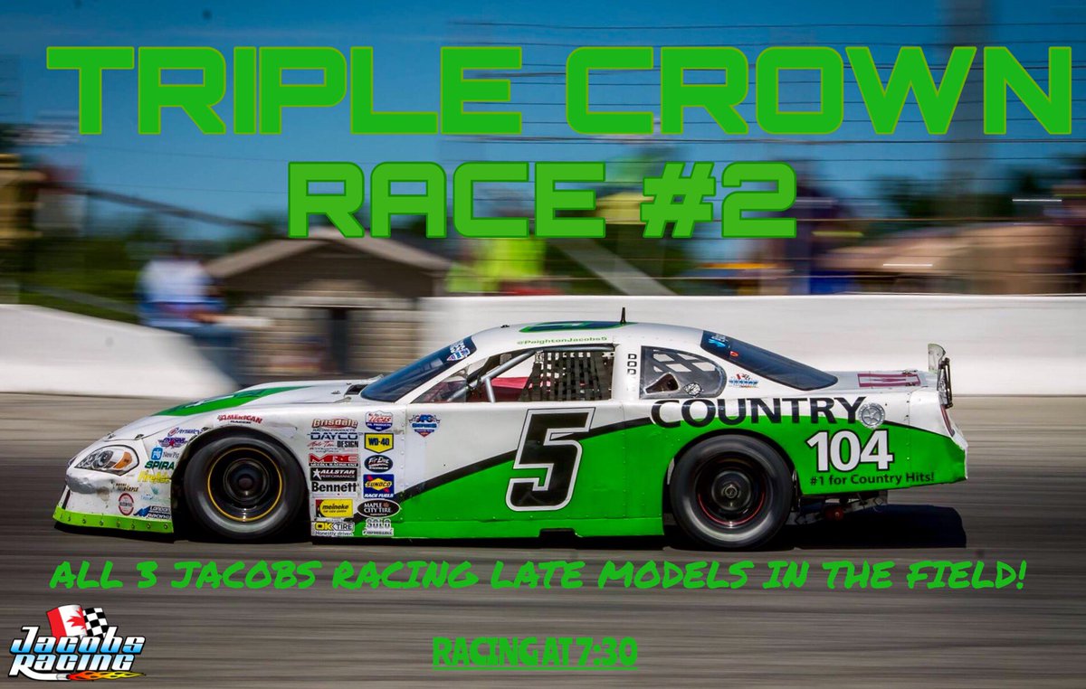 Jacobs_Racing's tweet image. NEXT EVENT INFO:
🏁: LM Triple Crown #2
📍: Delaware Speedway
🗓: Friday August 5th, 2016
⏰: 7:30 pm
🏎: 5, 96, 97