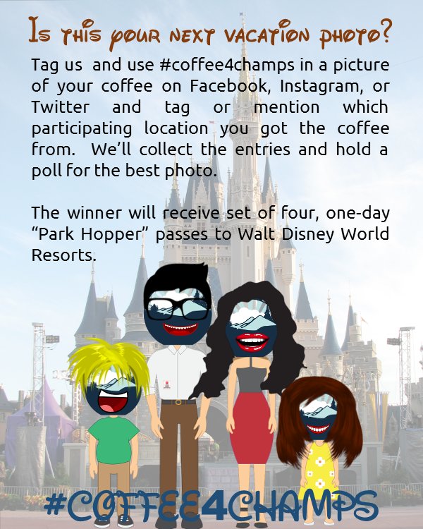 coffee4champs's tweet photo. Win Disney trip just by drinking coffee #coffee4champs #avleats https://t.co/jhSzGXlbO4 https://t.co/bqUjxML8OG