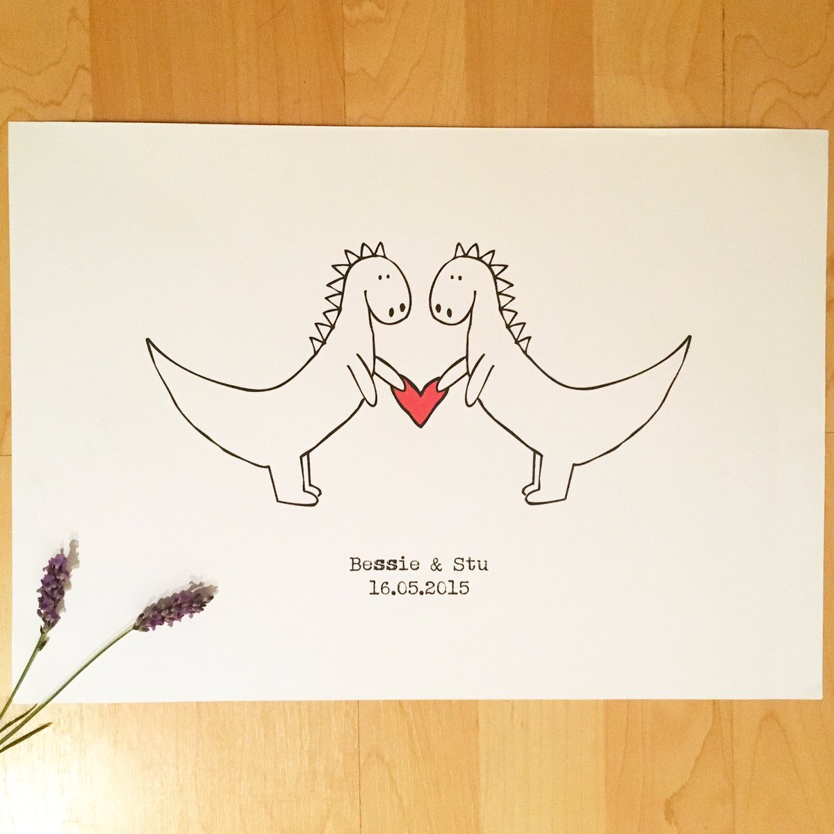 #Personalised prints now live on the website! Perfect #wedding gifts! Xx #cornwall #prints #dinosaurs #lovedup