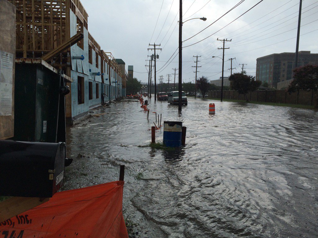 Brennan Pointe this afternoon.  Warwick Blvd is flooded