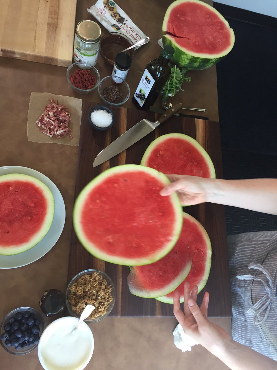 WholeFoods's tweet photo. We're live on Facebook! Testing #watermelonpizza 3 ways. Watch: https://t.co/JdumY8PYPp #nationalwatermelonday 🍉 https://t.co/ZxUIYpjCqK