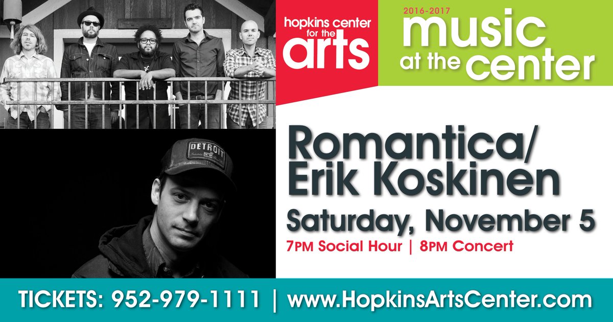 HopkinsArtsCtr's tweet photo. Tickets on sale NOW for @romanticamusic &amp; @Erik_Koskinen on Nov 5 952-979-1111 or https://t.co/4TjWZHkftV https://t.co/xM1jxSQ3EW