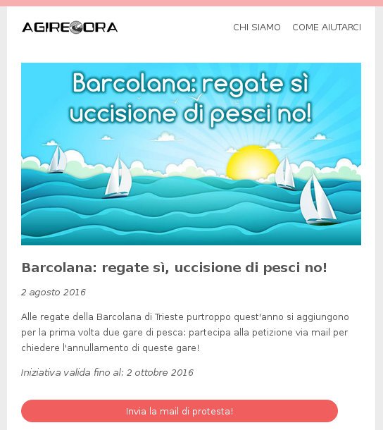 AgireOraNetwork's tweet photo. Barcolana: regate sì, uccisione di pesci no! PETIZIONE contro le gare di pesca -  https://t.co/Fcg4aLyKJT https://t.co/Ynfyri6rfr