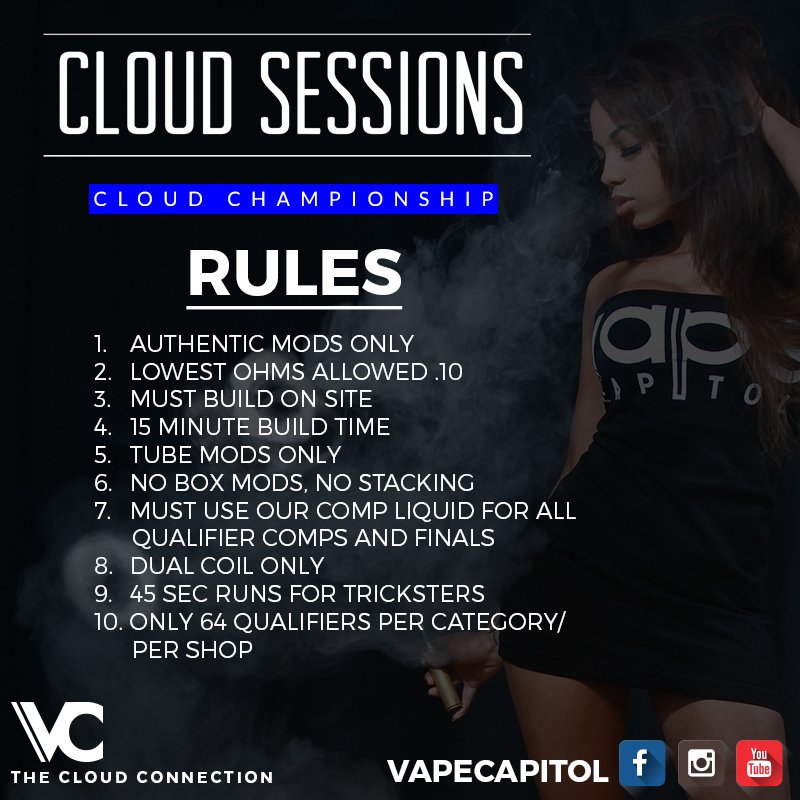 Cloud_Sessions's tweet image. Cloud Sessions VAPE CAPITOL cloud &amp;amp; trick signups/rules are live! cloudsessions.ie/cloud-trick-co… #cloudsessions #vapelife