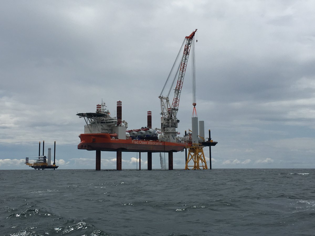 GovRaimondo's tweet photo. Check it out - today @DeepwaterWind is installing the country's 1st offshore wind turbine tower #BlockIslandWindFarm https://t.co/L4vm1knzbM