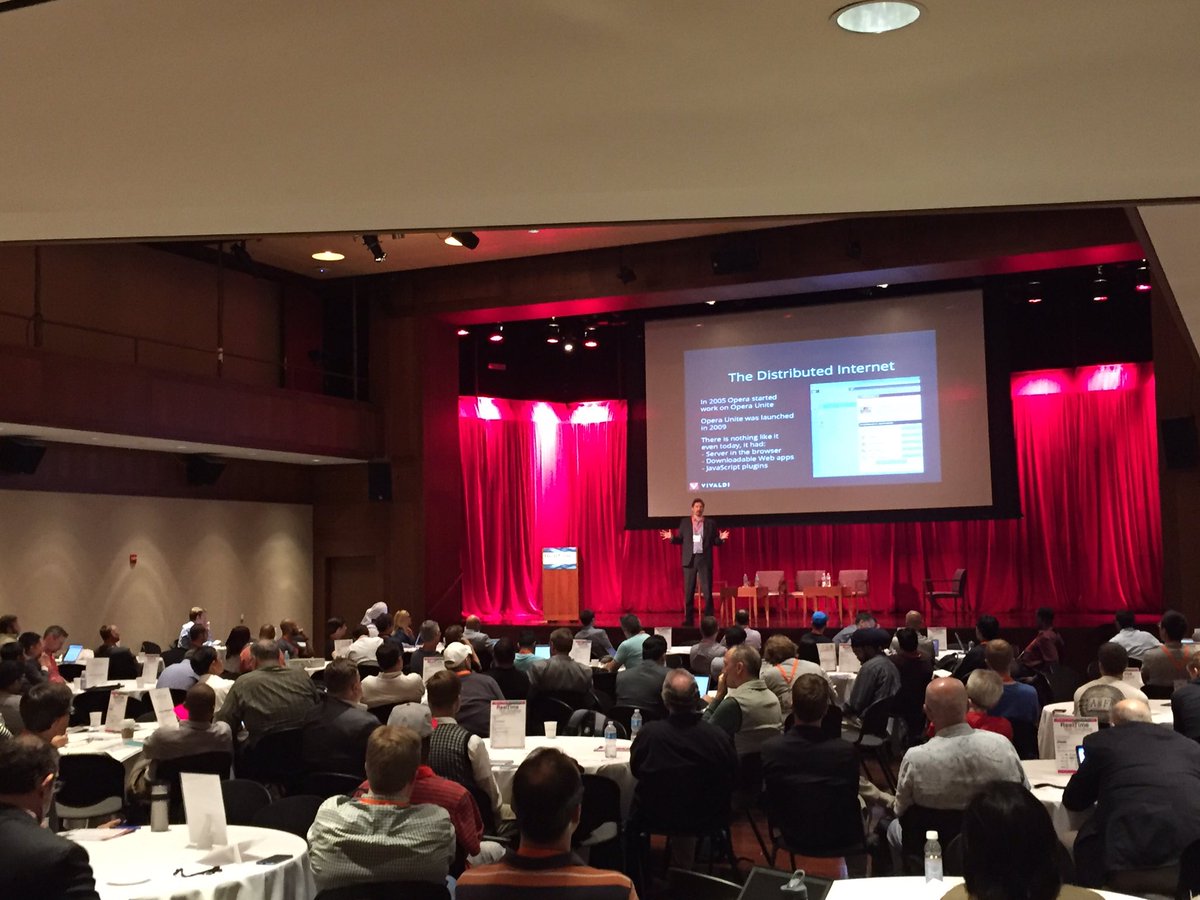 DevConFive's tweet photo. Talking distributed web at #devconfive with @vivaldibrowser! https://t.co/idNh0APUmE