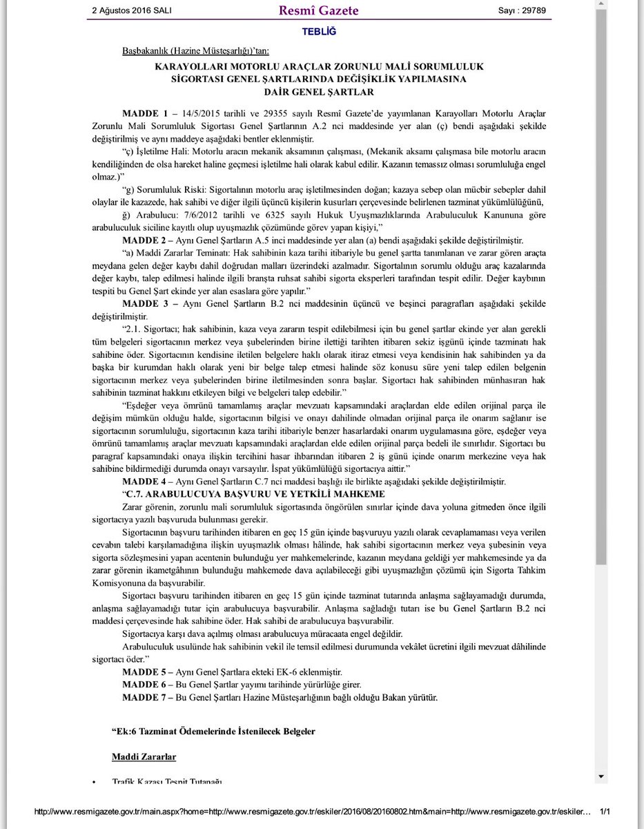 Sigorta Hukunda yaklaşık 2 yıldır ARABULUCU olarak uyguladığımız Arabuluculuk ZMMS yeni tebliğ