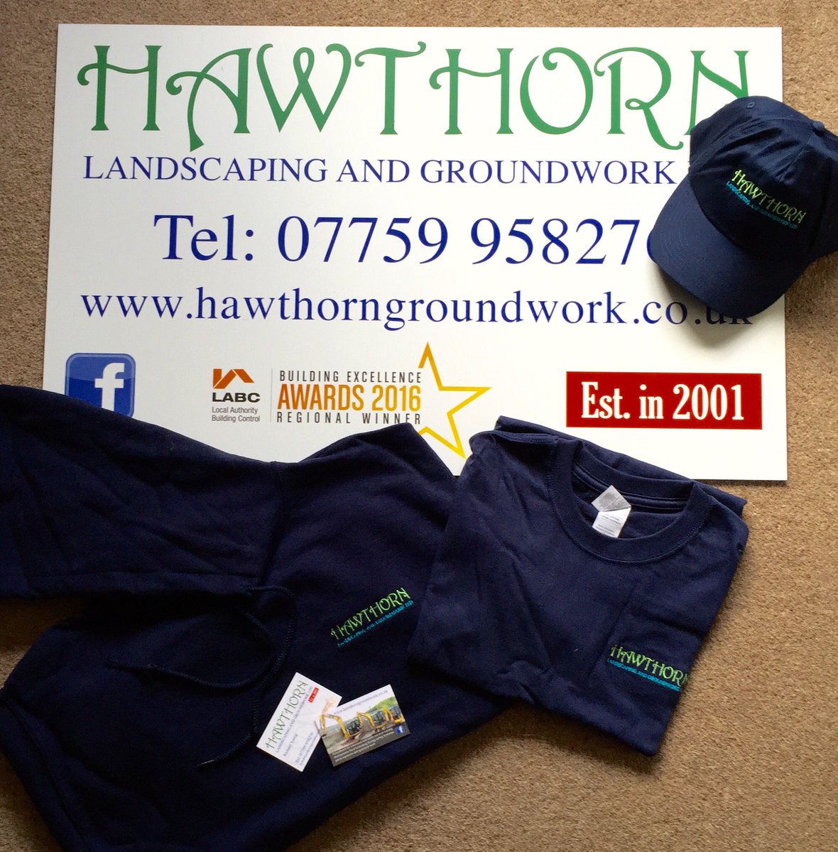 jellid14's tweet photo. Embroidered clothing, caps, printed &amp; designed signs and cards delivered to Hawthorn Landscaping. We do it all! https://t.co/ruu2oZ9N7s