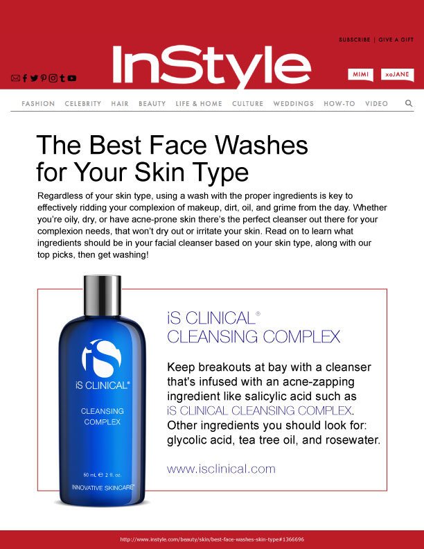 iSCLINICAL's tweet photo. Looking for the best face wash for your skin type? @InStyle recommends #CleansingComplex to keep breakouts at bay. https://t.co/1qJhXn39DS