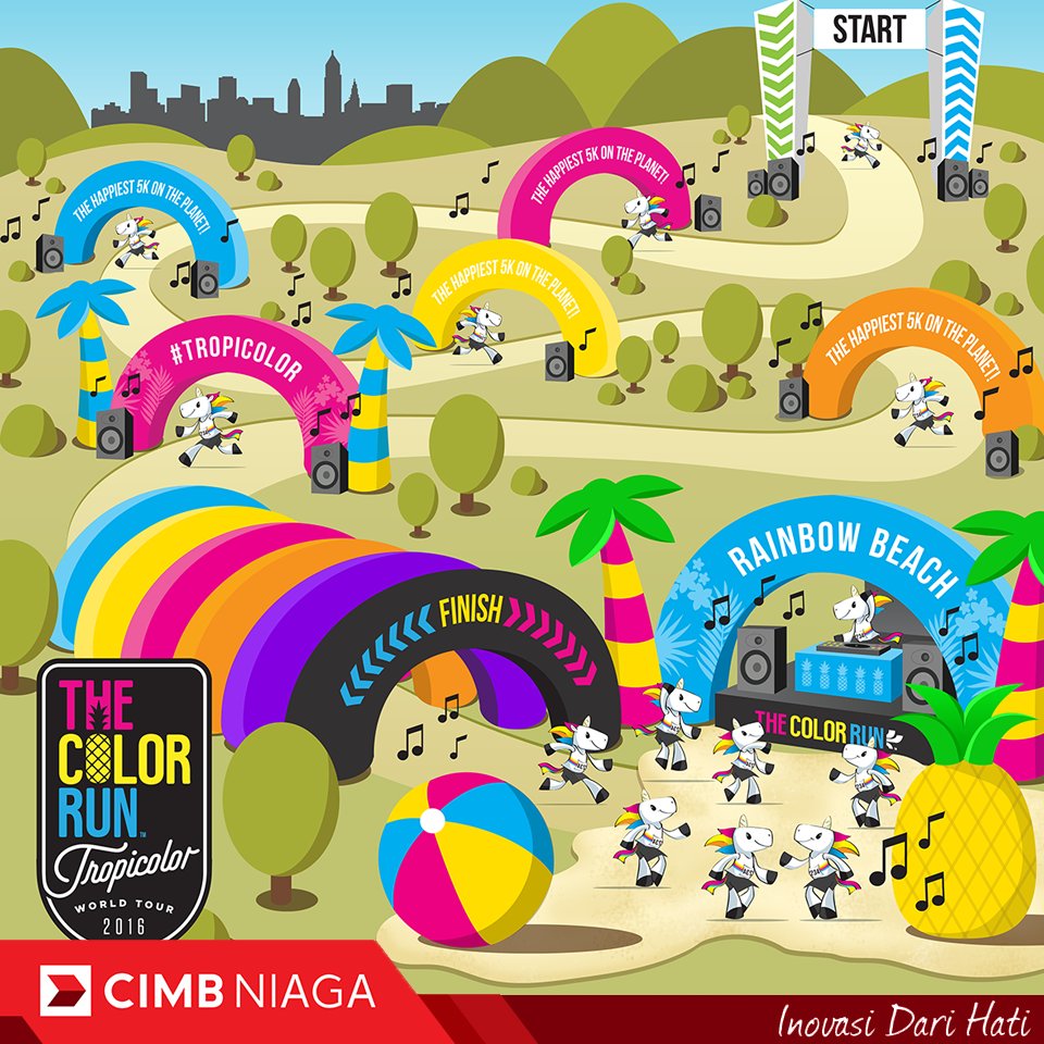 CIMBNiaga's tweet photo. Peta #TheColorRunCIMBNiaga hari Minggu besok. Di akhir finish line, Color Throwing Party menantimu! @TheColorRunINA https://t.co/kPRQNrG0ZV