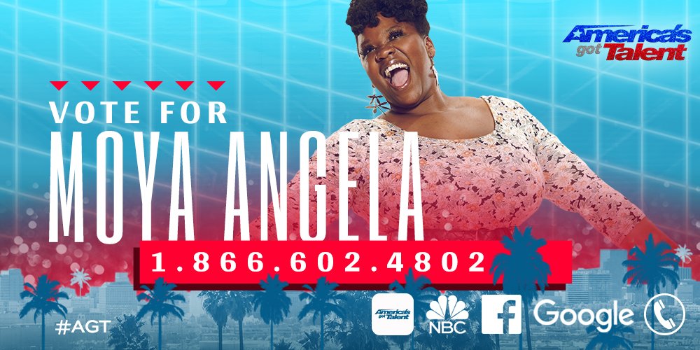 AGT's tweet photo. Retweet if @MoyaAngela’s powerful voice has left you with no choice but to vote for her tonight. #AGT https://t.co/Ri5ZMsYg0f