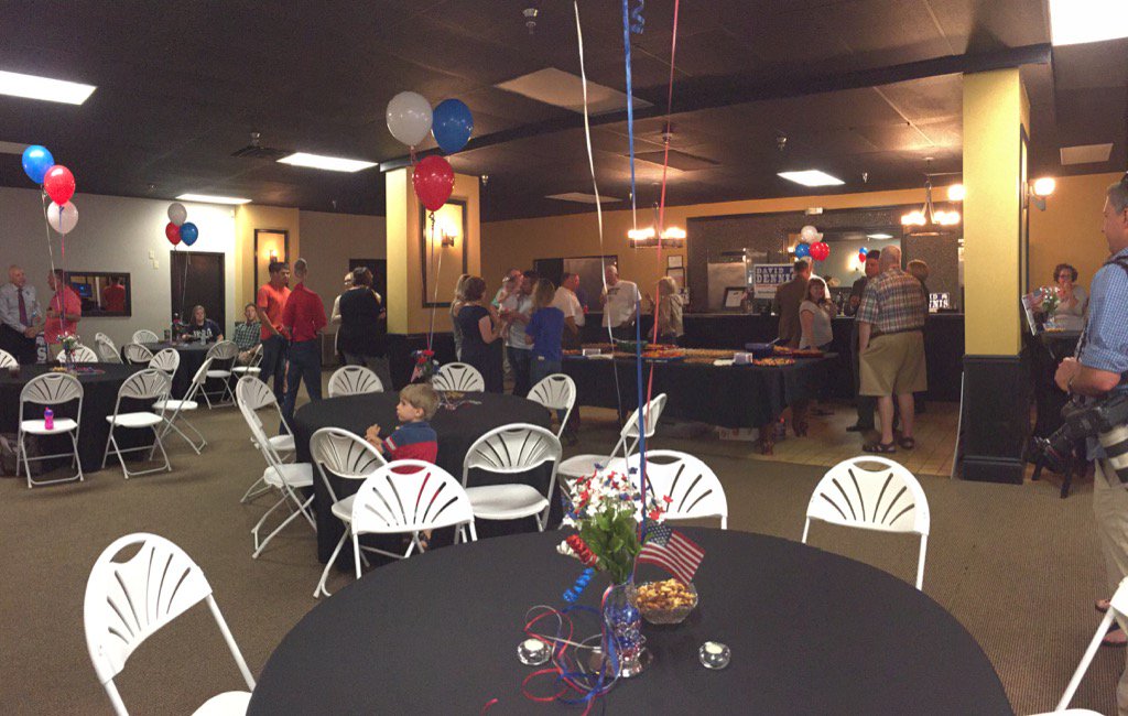 RachelSkytta's tweet photo. People starting to arrive at David Dennis election party. #KWCH12 https://t.co/mLtduEz89r