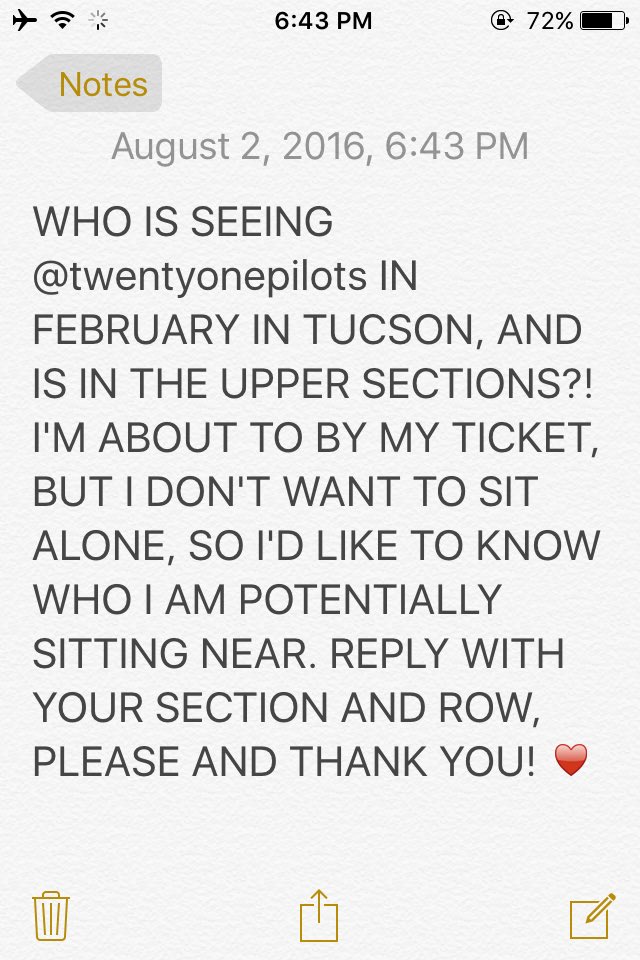 longstoryQT's tweet photo. PLEASE READ IF YOU'RE GOING TO THE TUCSON @Twentyonepilots SHOW! Thank you!!!
#azclique #twentyonepilots https://t.co/dypuk2TW07