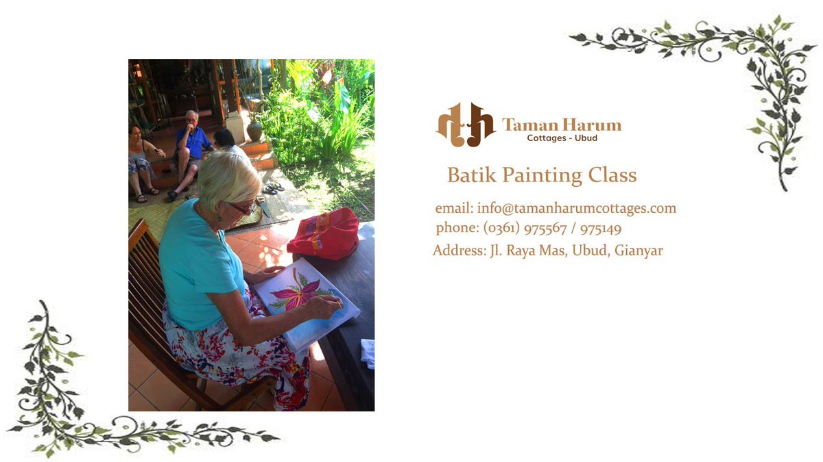TamanHarum's tweet photo. Batik Painting Class at Taman Harum Cottages, Ubud. Contact us for more details. #art #bali #ubudbatikpainting #ttot https://t.co/DIGBtr2AkT