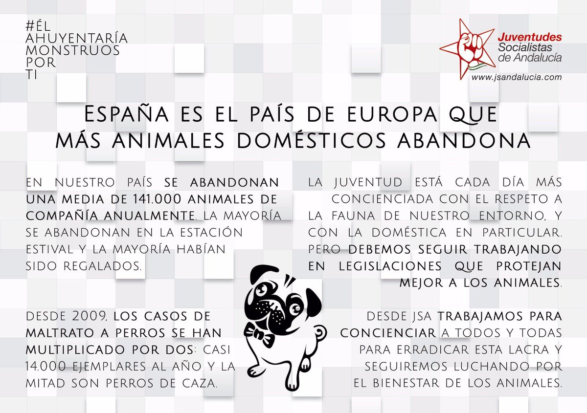 JSAGranadaCEP's tweet photo. @JSAGranadaCEP contra el maltrato a los animales y su abandono. #ÉlAhuyentaríaMonstruosPorTi #NoSeasTuElMonstruo https://t.co/gU2sN3wiOK