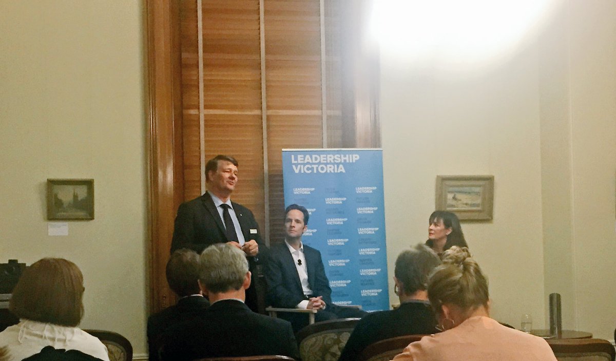LeadVic's tweet photo. A fireside chat with @eomalley @TheKLC @Marion_SMacl. Redefining #leadership. #LeadVic #Alumni https://t.co/YNK9HMC5tr
