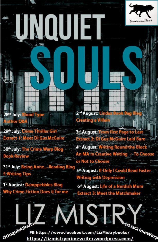 LizMistryAuthor's tweet photo. Unquiet Souls Blog Tour Extract Gus McGuire Laid Bare @Bloodhoundbook #fromfirstpagetolast  https://t.co/LeZf5ZR1Wq https://t.co/vVKF5DU08b