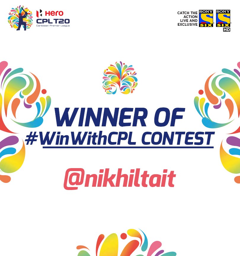SonySportsNetwk's tweet photo. Hundreds of participants but only ONE could #WinWithCPL!
Congratulations to @nikhiltait, YOU ARE THE ONE! https://t.co/l95Bp1ek9B