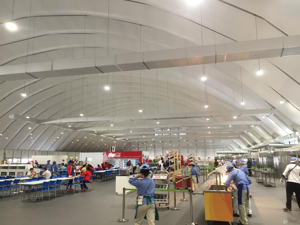CGTNOfficial's tweet photo. Check out the colossal canteen of the Olympic Village ahead of #Rio2016 https://t.co/88ERpYBduh