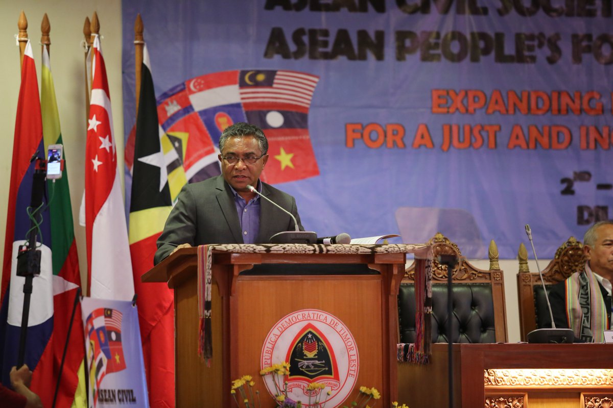 "#TimorLeste has a vibrant civil society engaged in the process of nation-building" said @PMofTimorLeste at <a href="/AseanPF/">ASEAN Peoples' Forum</a>
