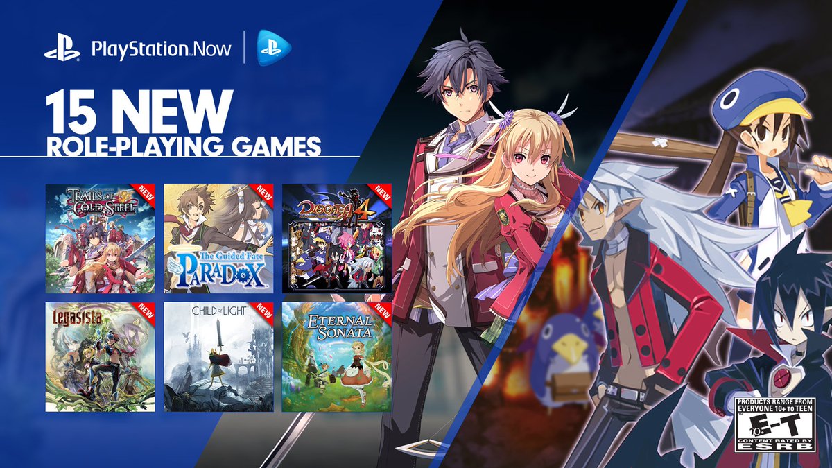 PlayStation's tweet photo. Child of Light, Legend of Heroes: Trails of Cold Steel, and more RPGs join PS Now today: https://t.co/c5qpyXSjL2 https://t.co/UwlzdCUn9c