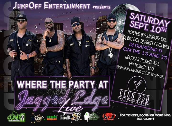 DJTBoo850's tweet photo. GET THOSE TICKETS THIS EVENT WILL SELL OUT JAGGED EDGE IN CONCERT #CLUB850 #JumpOffEnt #ParadigmEnt850 https://t.co/JbGR2VhUkj