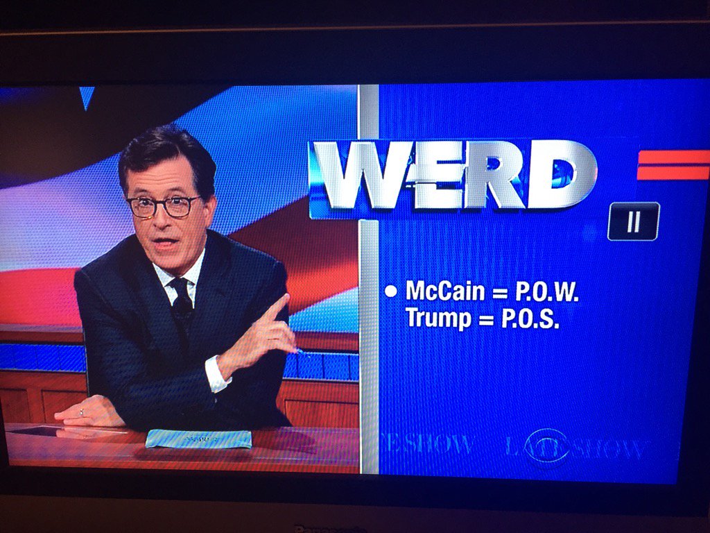 Frandrake19's tweet photo. #lateshowstephencolbert #nevertrump #dumptrump #smallhandssmallmind @lateshowstephencolbert https://t.co/Ye2tZTfH4c