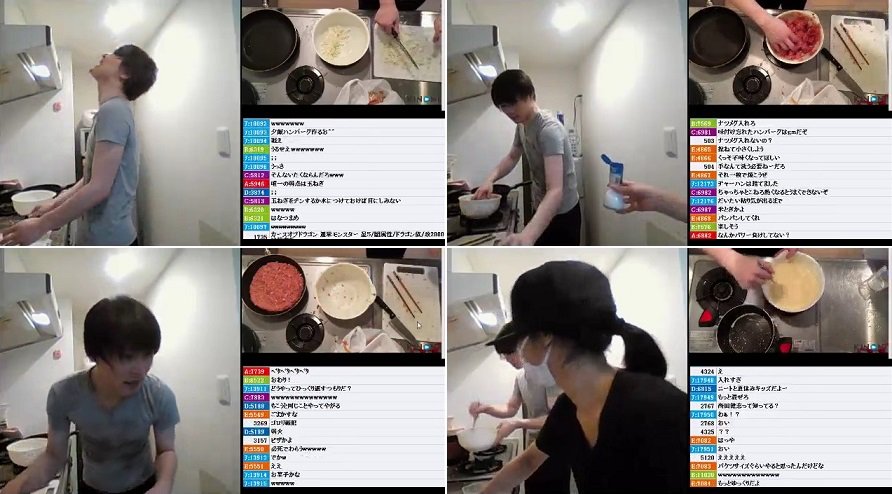 星屑jet 加藤純一 料理配信 コメやゴロリの助言でフカヒレ炒飯 ハンバーグ プリンの3品を作成 途中玉ねぎに目をやられ大ダメージ また周囲の静止も聞かずネットをボールにかけ裏ごしする沼っぷりも発揮 味の方は炒飯80点 ハンバーグ95点と高評価