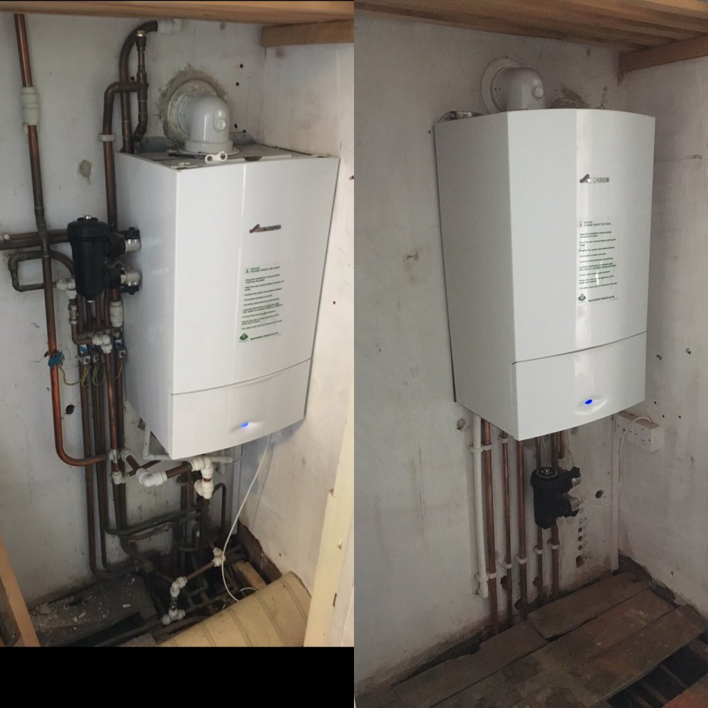ampheating's tweet photo. Before and after. Original installation was terrible from another plumber https://t.co/FHuJ0GJFxT