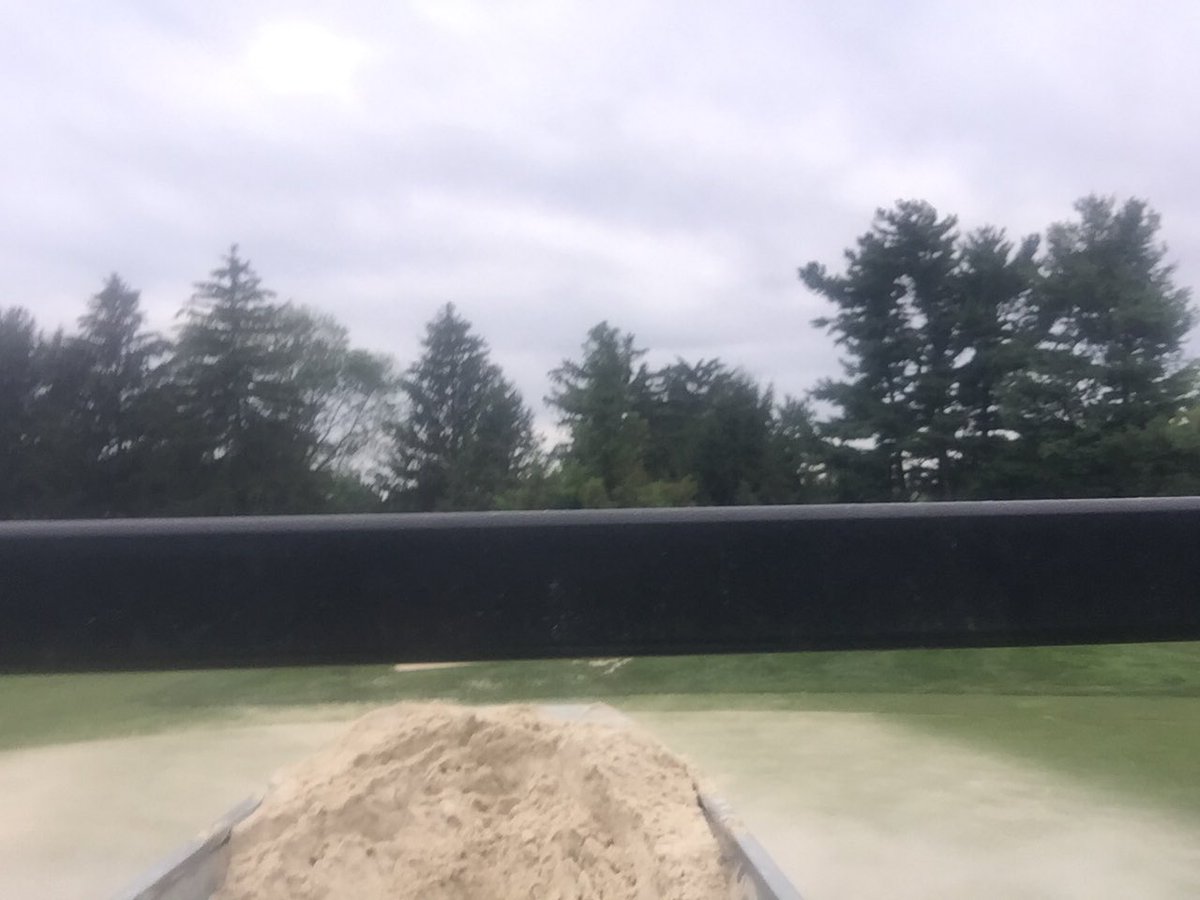 kempsuturf's tweet photo. Blanketing all greens cored yesterday. Now if that load of sand could only show up...#switchingcompanies https://t.co/2bUPZzKcj8