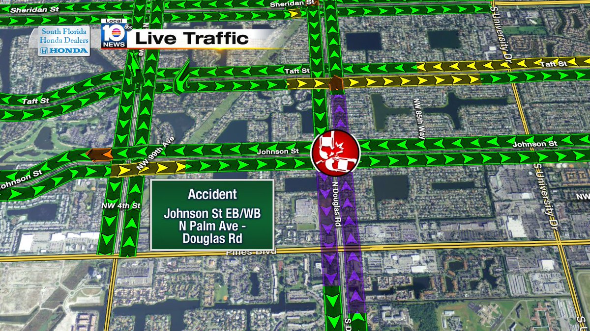Accident on Johnson St EB/WB at Douglas Rd. Closures between N Palm Ave and Douglas Rd #traffic https://t.co/7lOkFWAf13