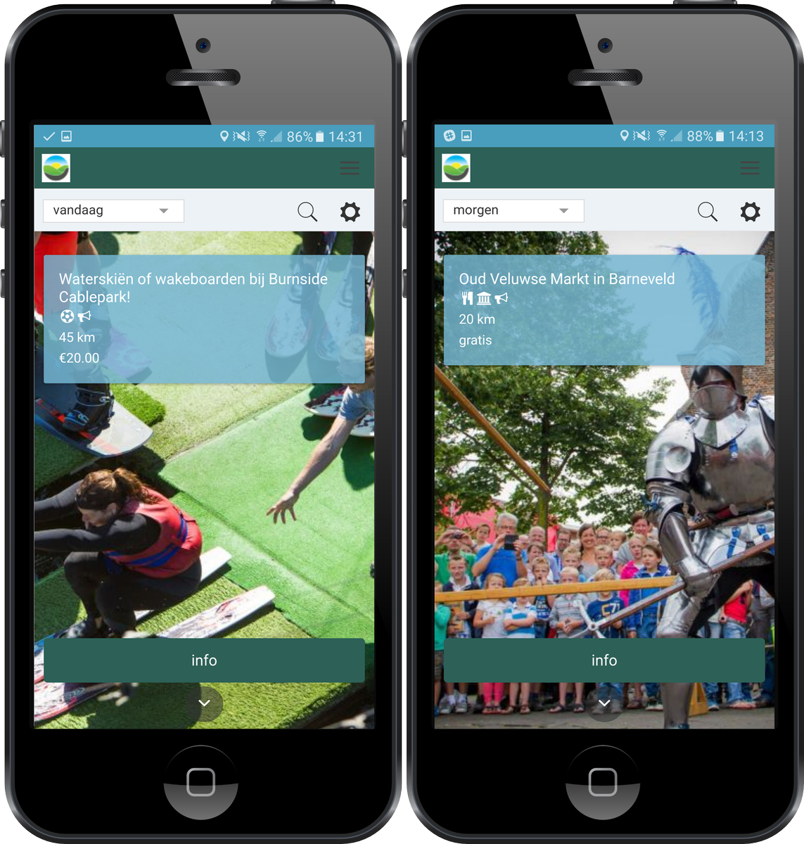 Nog meer leuke uitjes in onze #app! b.v. #waterskiën of een bezoek aan de Oud Veluwse Markt <a href="/OVMBarneveld/">Oud Veluwse Markt</a>