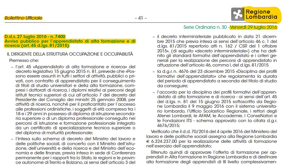MicheTiraboschi's tweet photo. Apprendistato di #Ricerca, questo sconosciuto! Anche @LombardiaOnLine lo cita ma poi lo confonde con #altaFormazione https://t.co/9lnmxGquwb
