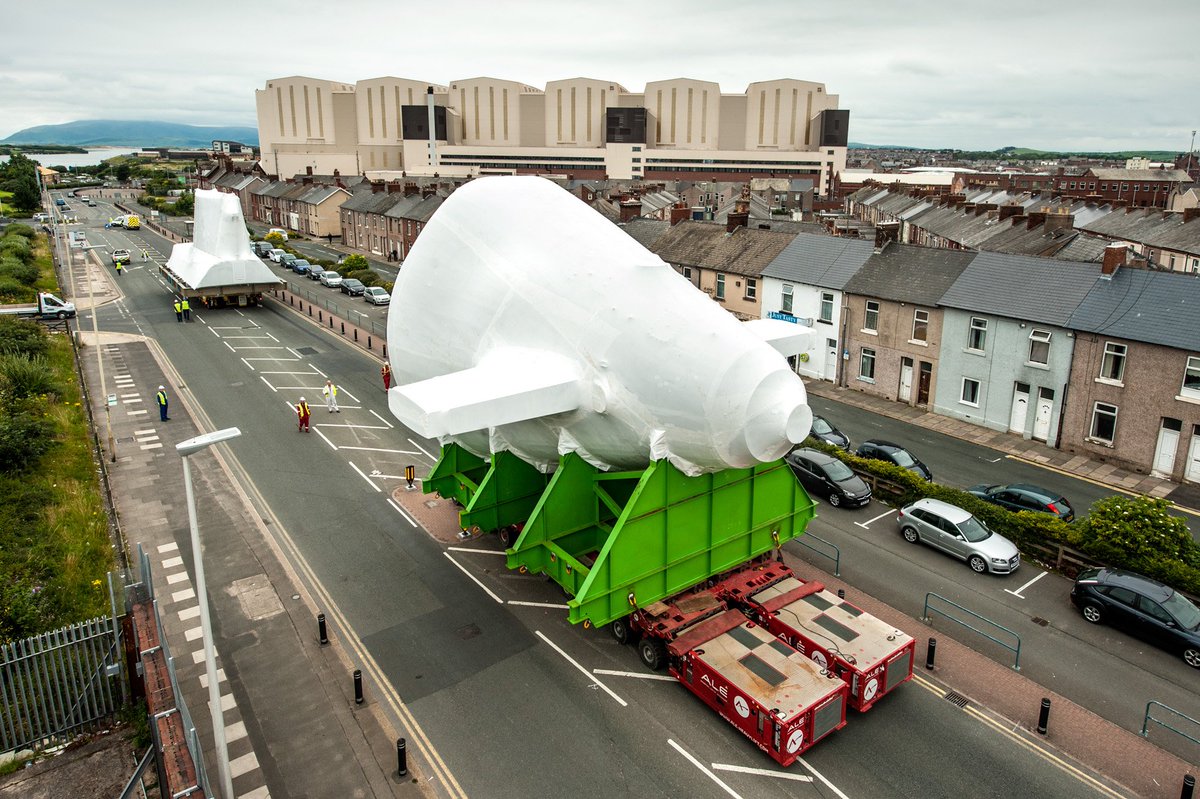 BAES_Maritime's tweet photo. Aft end construction &amp; bridge fin of the sixth Astute class submarine Agamemnon transported through #barrowinfurness https://t.co/mxNcvFhlVA