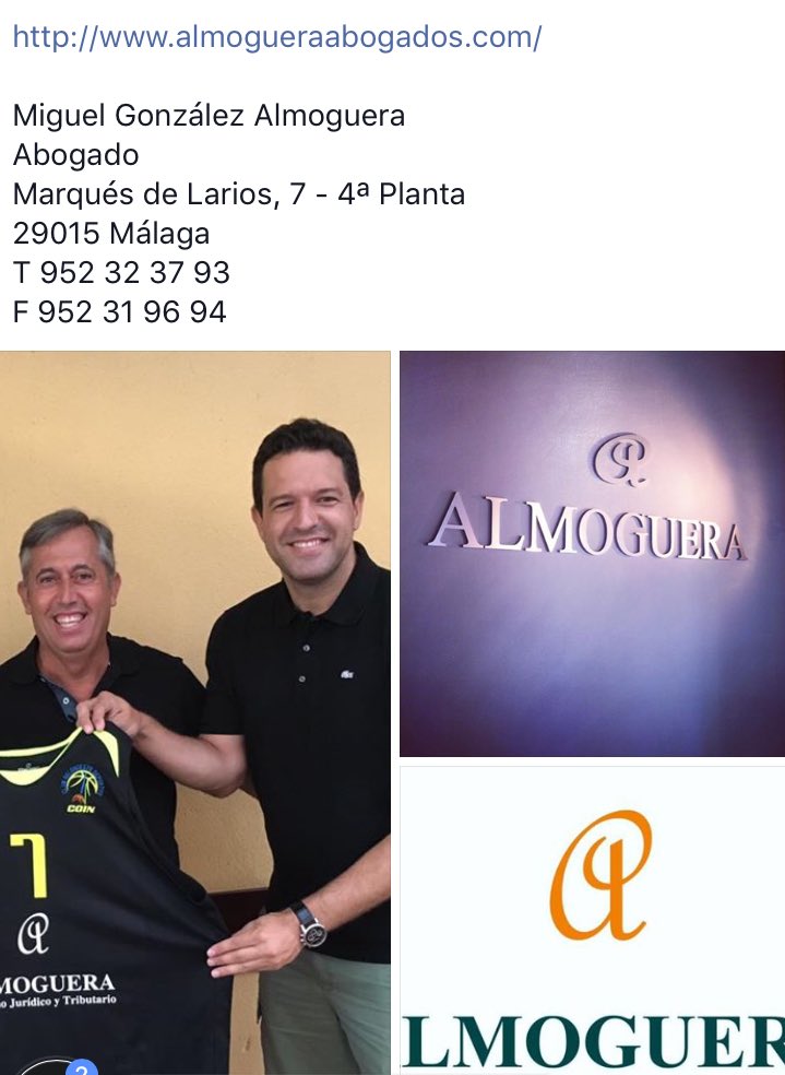 CBaloncestoCoin's tweet photo. NUEVO PATROCINADOR PARA EL CLUB: ALMOGUERA ABOGADOS! Bienvenidos a la familia!! https://t.co/GveAJBkaoJ