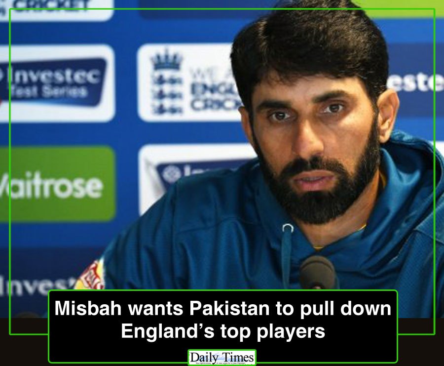 DailyTimesSport's tweet photo. @captainmisbahpk wants #Pakistan to pull down #England ’s top players #PakvsEng @TheRealPCB https://t.co/J8TzgfvNCf https://t.co/BLrG1jQb5a