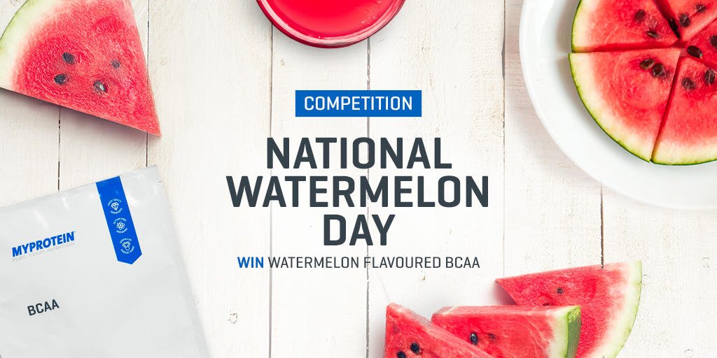 Myprotein's tweet photo. 😍🍉 Today is #NationalWatermelonDay! 😍🍉
To be in with a chance of winning watermelon BCAAs, RT &amp; FOLLOW! Ends 10pm! https://t.co/KzegFqFX5B