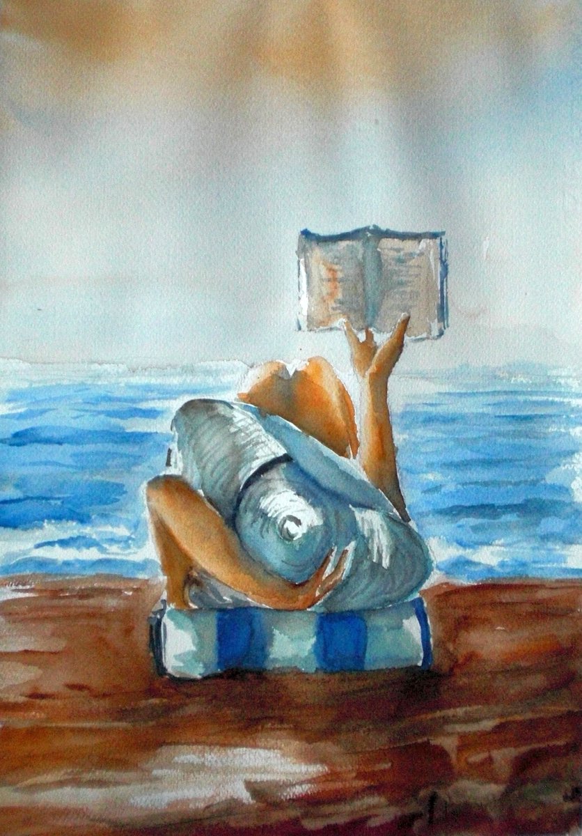 GiorgioPilota's tweet photo. #watercolor #painting #drawing #art #original 
Title: Reading
watercolor: 32x46 cm https://t.co/ryKvuBQP6s