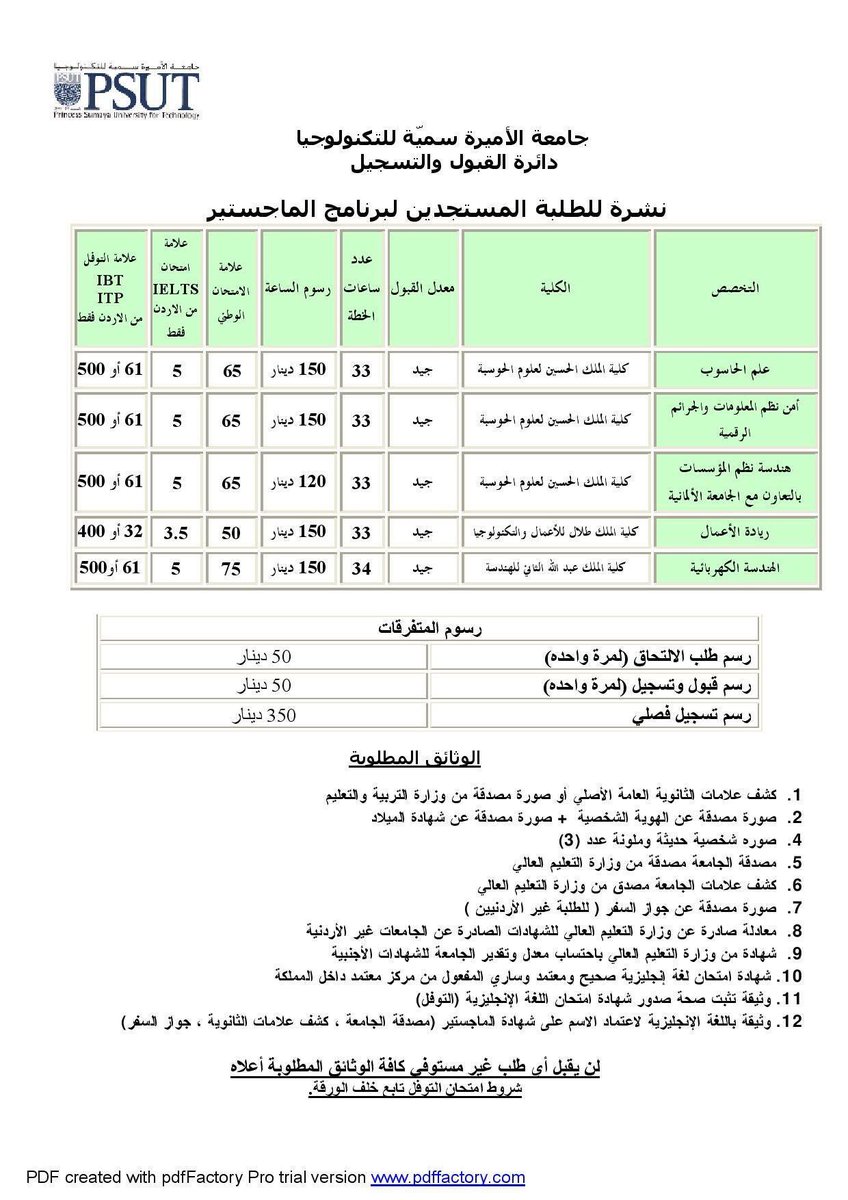 PSUTOFFICIAL's tweet photo. نشرة للطلبة المستجدين لبرنامج الماجستير.
#PSUTJO https://t.co/rxtEaQ0DSP