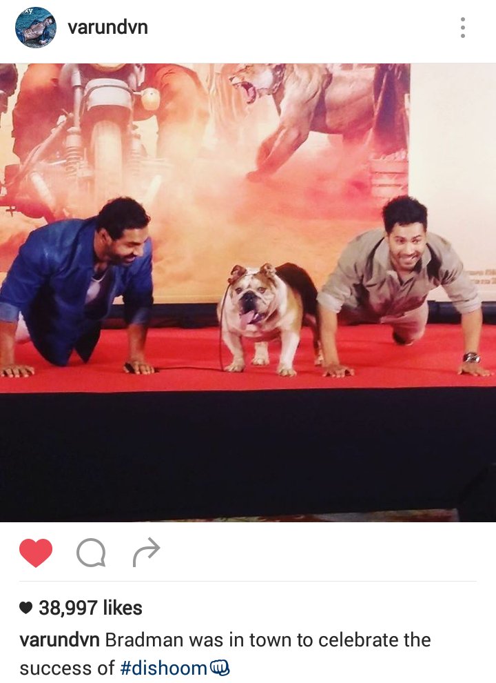 VWellwishers's tweet photo. @varun_dvn this makes me so happy ❤❤ #SuperrrHitDishoom https://t.co/L8ub2f8oTx