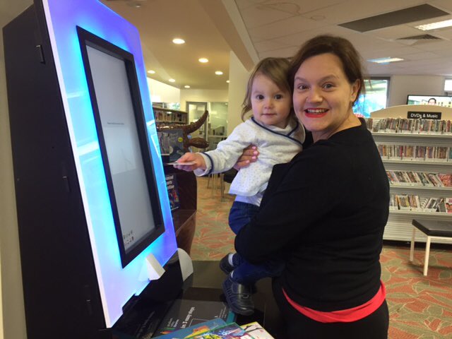 GreaterShepp's tweet photo. #YourRatesatWork: Marysia & Lila using the new self checkout kiosk at #Shepperton @GVLibraries #GvLibraries https://t.co/QLQJ2Q9xNe