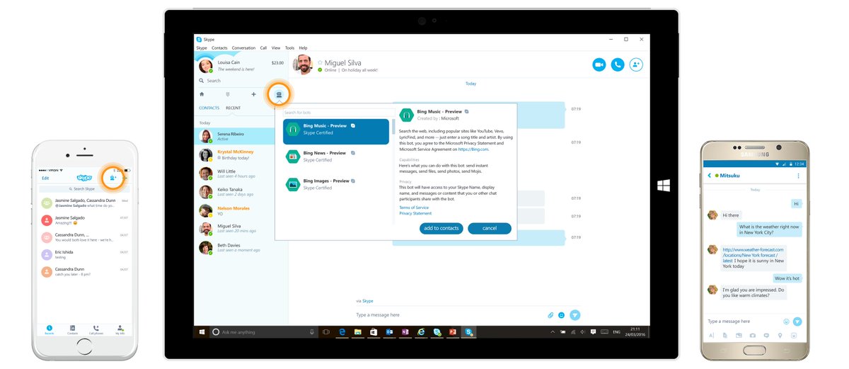 Skype rolls out its suite of third-party app chatbots