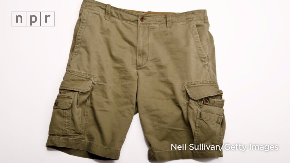 NPR's tweet photo. Recently there's been a backlash against cargo shorts, a staple of men's summer wardrobes. https://t.co/EYpmlOh2nB https://t.co/dqc512b5FI