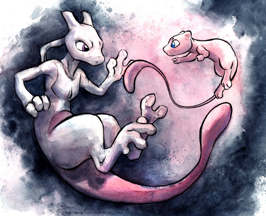 MewTwo and Mew.