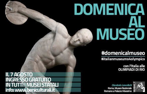 Domenica 7 agosto #domenicalmuseo con l'Italia alle #Olimpiadi di <a href="/Rio2016/">Rio 2016</a> 
beniculturali.it/domenicalmuseo  <a href="/Alitalia/">Alitalia</a>
