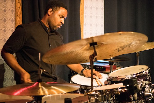 DownBeatMag's tweet photo. Drummer @kendrickscott injects dramatic political message into @SunhouseInc showcase in NYC: https://t.co/6gB3DuDEYF https://t.co/s1feAYDB9u