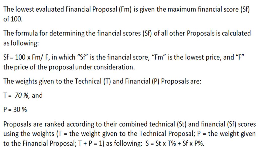 CropperProject's tweet image. The equation for calculating the final scores for the Technical and Financial Proposals is shown in this image.