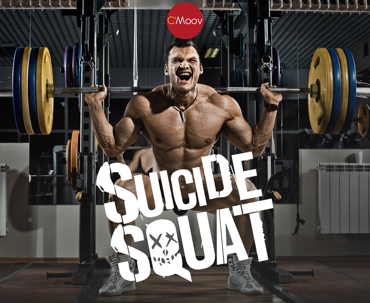 CheckMoov's tweet photo. Finalmente esce uno dei film più attesi dell'anno, per noi supereroi del #fitness. #SuicideSquat vs #SuicideSquad https://t.co/TBkiUmj7PG