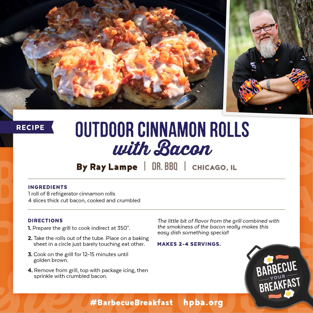 HPBA_Barbecue's tweet photo. What could make cinnamon rolls better? When they’re grilled and topped with bacon, of course #BarbecueBreakfast https://t.co/rw7aV3sjN4